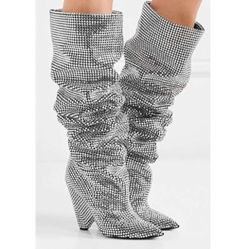 Embellished Rhinestone Crystal Covered Knee High
